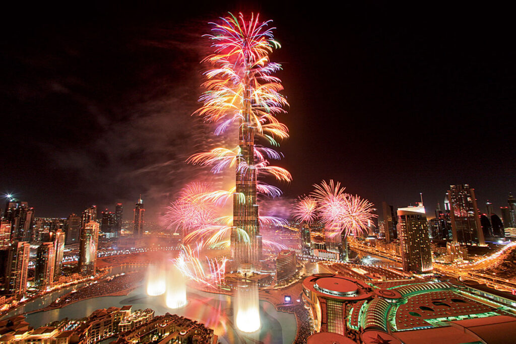Fireworks display at Burj Khalifa during UAE National Day 2024 celebrations