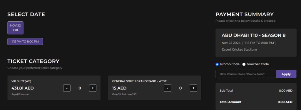 HOW TO BOOK ABU DHABI T10 CRICKET TICKETS step by step