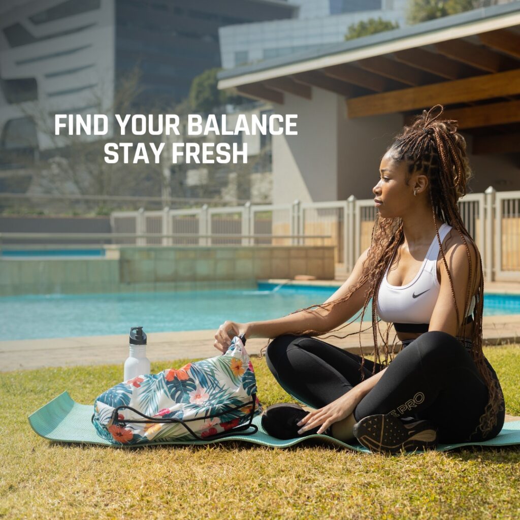 SmellWell Freshener Inserts keeping a gym bag fresh and odor-free after intense workouts.
