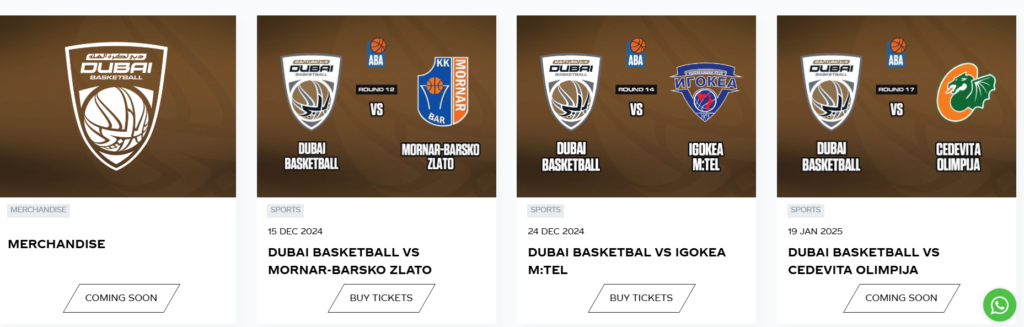 Buy tickets for Dubai Basketball event at Coca-Cola Arena – Choose from different seating options