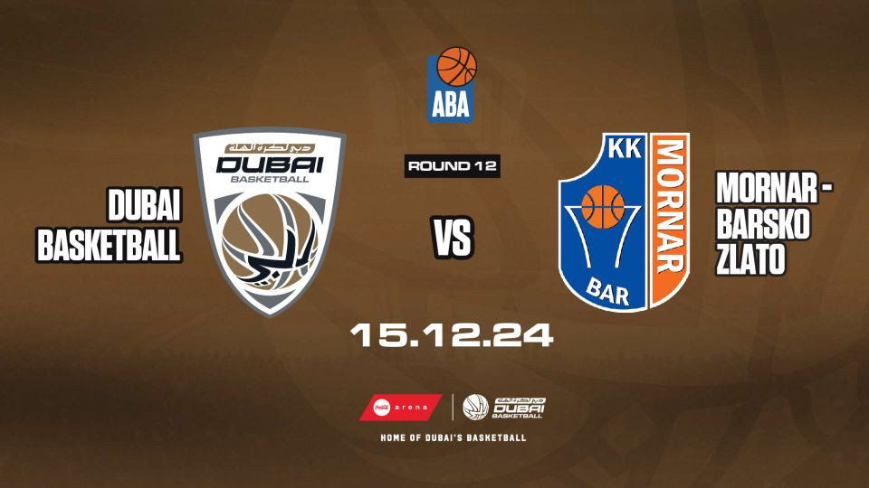 Dubai Basketball vs Mornar Barsko Zlato game at Coca-Cola Arena Dubai on 15th December 2024