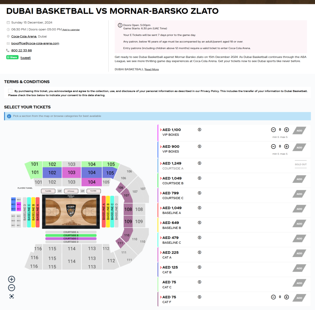 Choose from a variety of seating options to enjoy the Coca-Cola Arena basketball event: