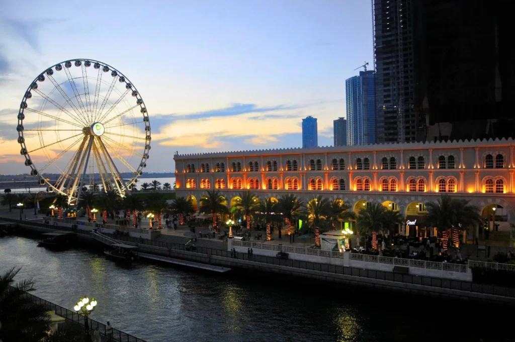 A collage of top family-friendly attractions in Sharjah, featuring parks, museums, and outdoor activities for kids in Sharjah.