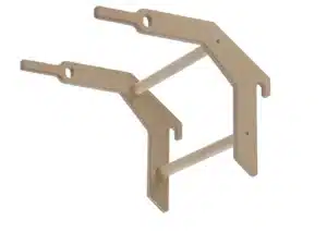 a wooden rack with holes used as a dip extension