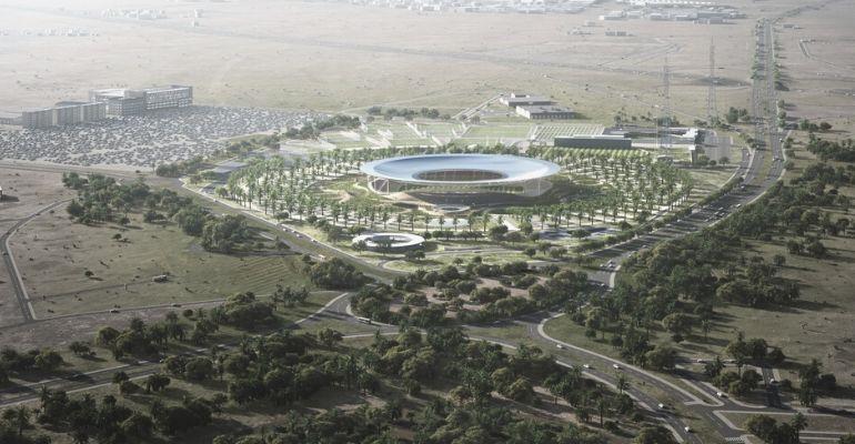 An eco-friendly sports venue in UAE promoting environmental sustainability in sports tourism.