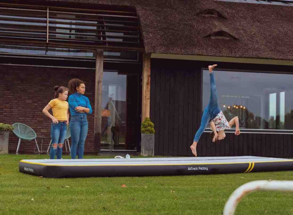 Inflatable AirTrack mat for kids in Dubai, perfect for home use