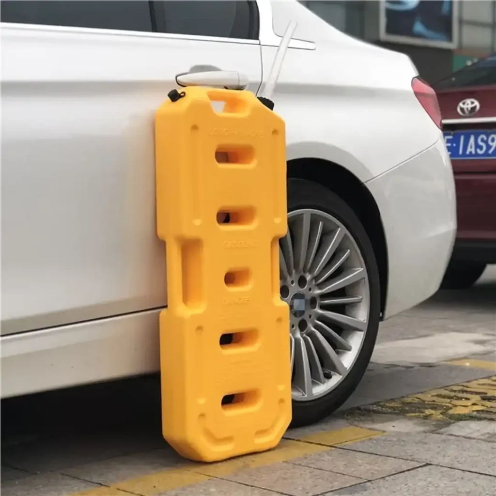 A durable jerry can for fuel storage on offroad adventures and camping trips.