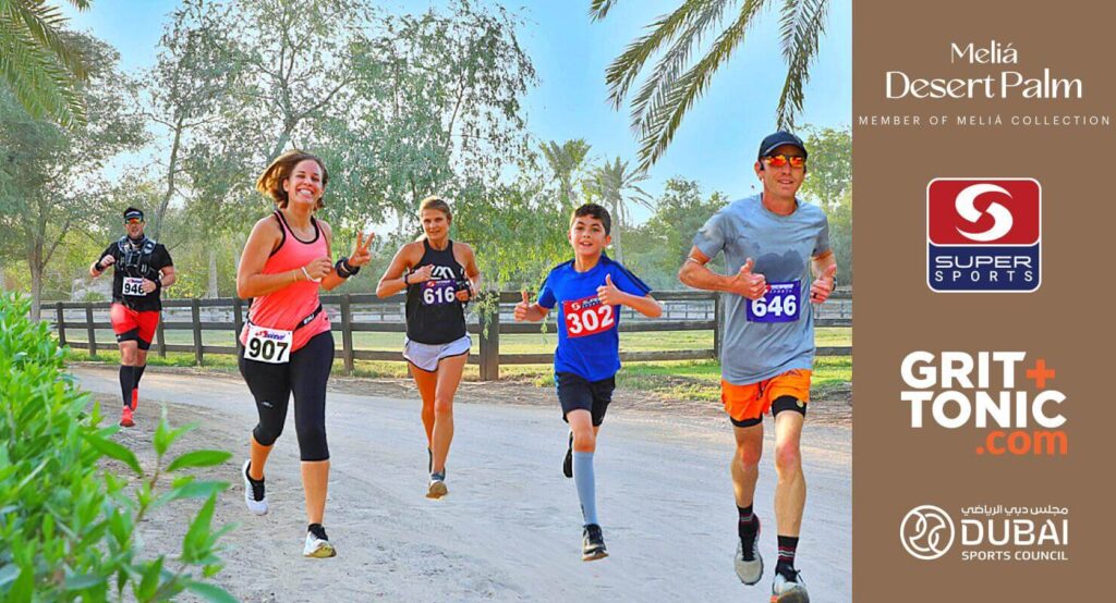 Runners participating in the Desert Palm X-Country Run at Melia Desert Palm Dubai.